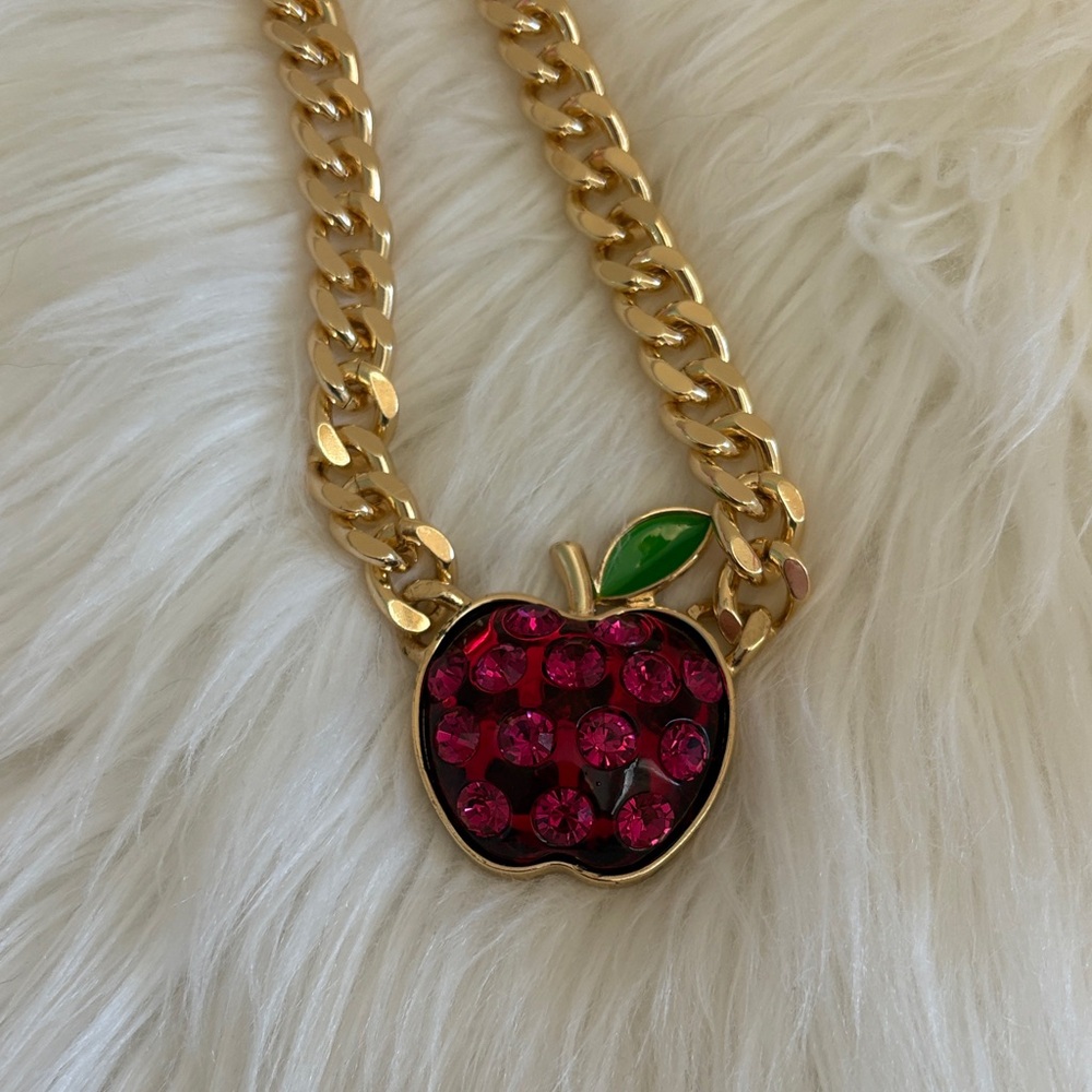 Betsey Johnson Gold Apple Jewelry Set with Red & Green Accents - Picture 5 of 17